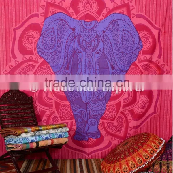 Ethnic Good Luck Indian Elephant With Lotus Mandala Home Decor Hippie Wall Art Bohemian Wall Hanging Tapestry photo-5