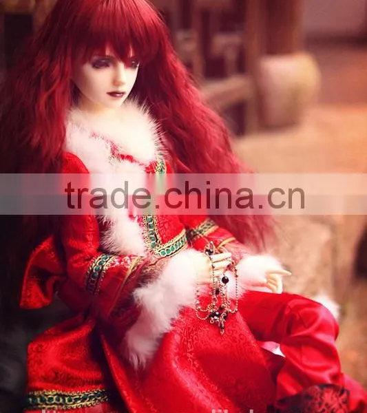 High Quality Long Red Shag Deep Curly Doll Wigs for 1/3 1/4 1/6 BJD Dolls photo-2