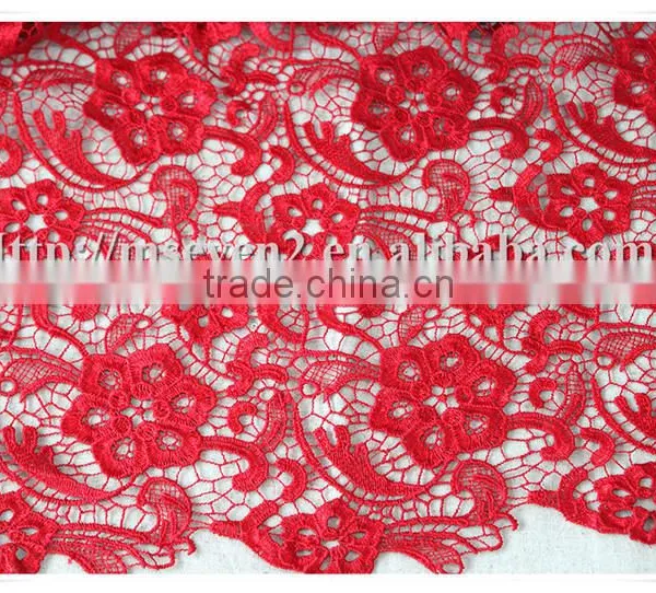 New Design Embroidered Pattern Red Polyester African Lace Fabrics for Dress photo-2