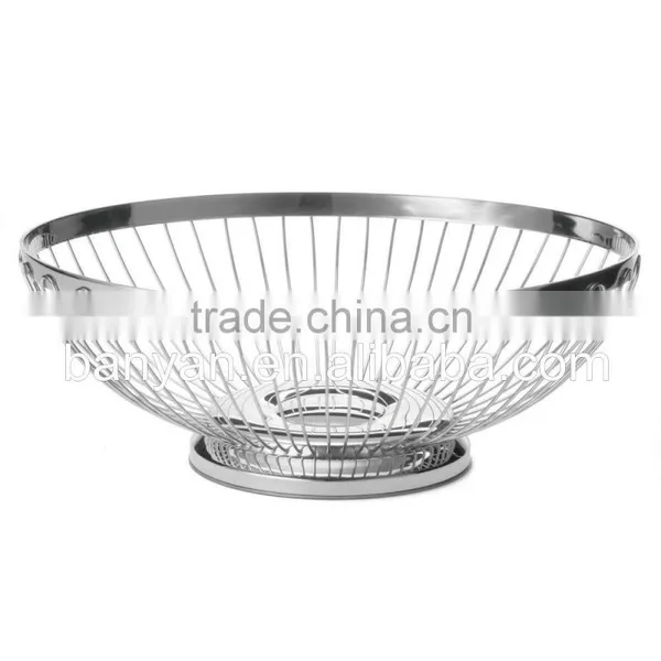 Polish Finish Round Shape Stainless Wire Fruit Basket photo-4