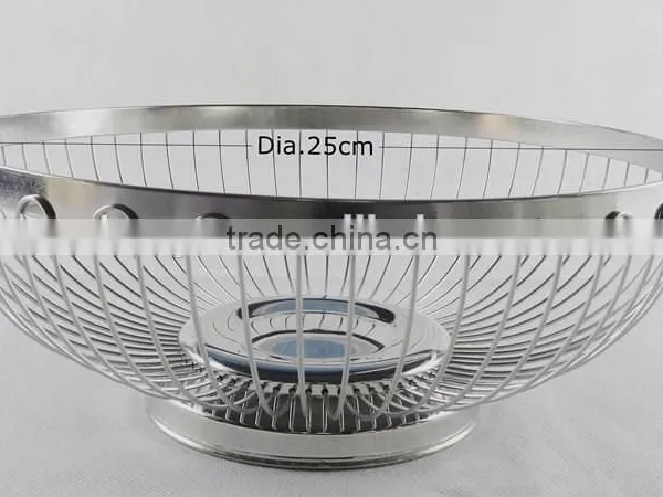 Different Size Round Shape Metal Wire Fruit Basket Chrome photo-3
