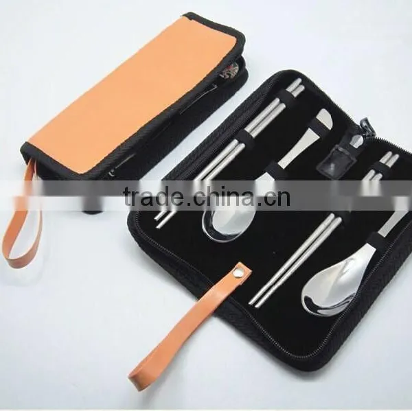 Stainless Steel Travel Cutlery Set With Spoon, Fork, Chopsticks, Bowls and Bag photo-4