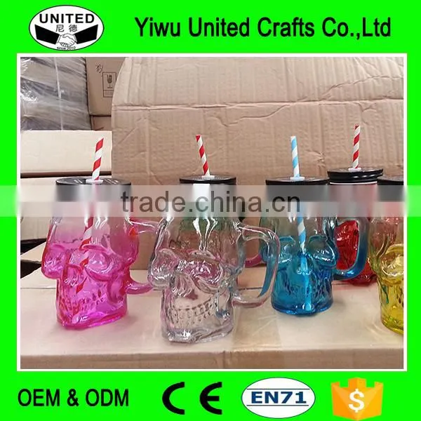 Handle Cock Glass Rooster Cup With Metal Lid, Drinking Glass Bottle With Handle photo-3