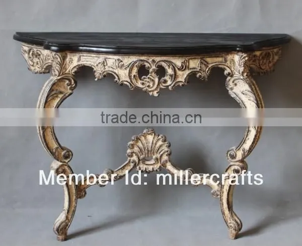 Green Marble Baroque Wall Cleat 2 Leg Console Tables photo-6