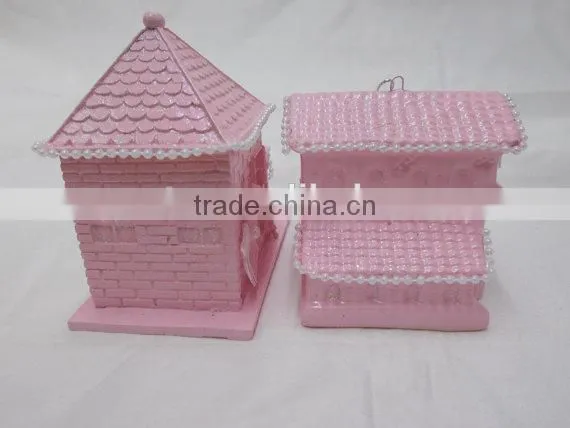 Shabby Pink Glitter Christmas Village Houses photo-5