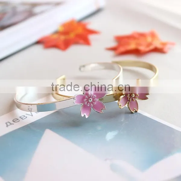 Cherry Blossom Cuff Bangle Gold Bangle Flower Cuff Bangle photo-2
