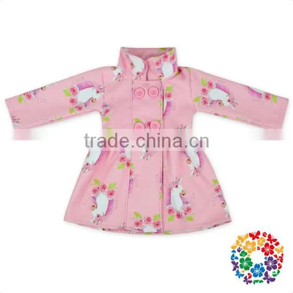 2017 New Pink Color Unicorn Prints Little Girls Coats Jackets High Collar Warm Cotton Kids Winter Jackets Whloesale Baby Jacket photo-2
