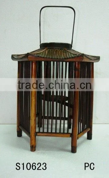 Bamboo Lamp Shader With Glass Candle Holder