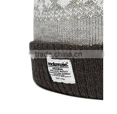 Blue Knitted Custom Pom Long Cuff Beanie photo-6