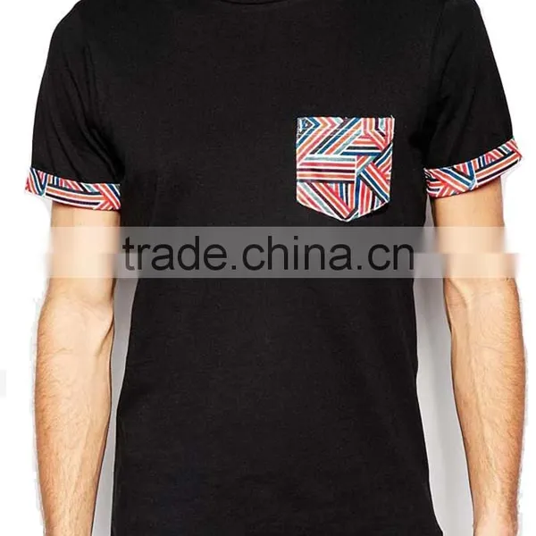 Custom High Quality Mens Printed Pocket T Shirt photo-2