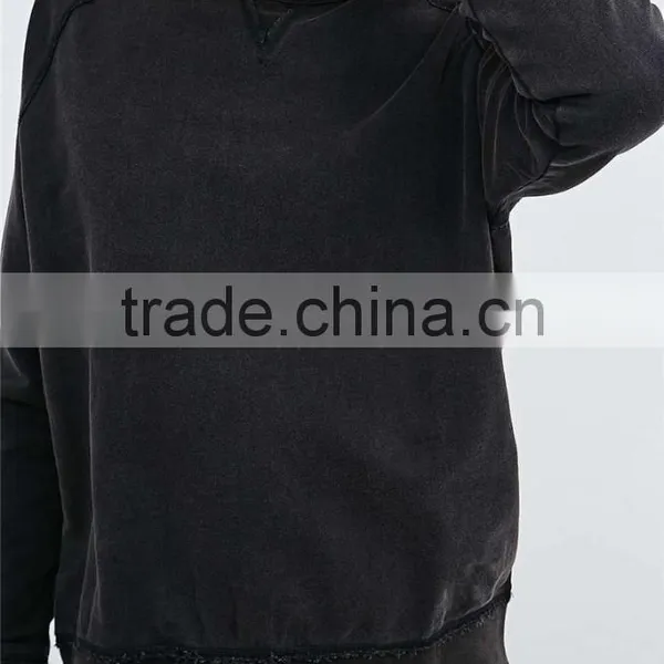 Custom Blank Black Crew Neck Pullover Hoodie Wholesale Plain Hoodies photo-4
