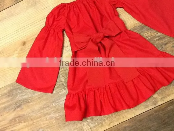 New Arrive! Kids Red Chevron Christmas Baby Girls Frill Dresses Frocks Design photo-5