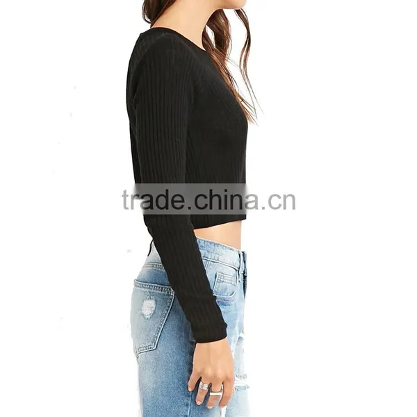 Slim Fit Short Body Round Neck Long Raglan Sleeve Melange Woolen Sweater photo-2