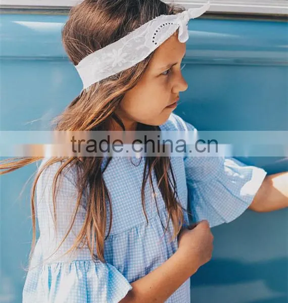 Sky Blue Plaid New Model Girl Dress Fashion Childrens Plus Size Dresses photo-4
