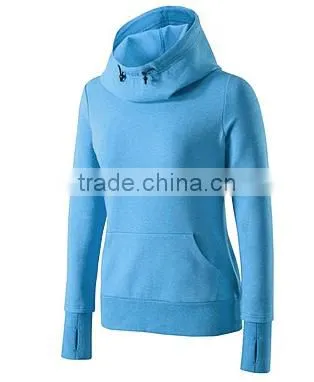 2018 High Quality Custom CVC Fleece New Design Fashion Blank Hooded Lady Hoody photo-5