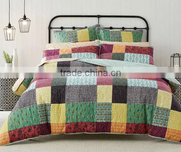 The patchwork of patterns is printed Quilt Cover