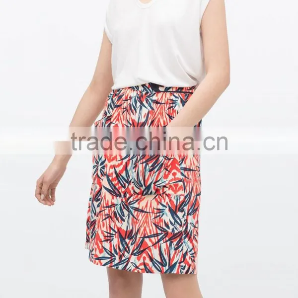2015 New Fashion Palm Tree Print Longuette Skirt photo-3