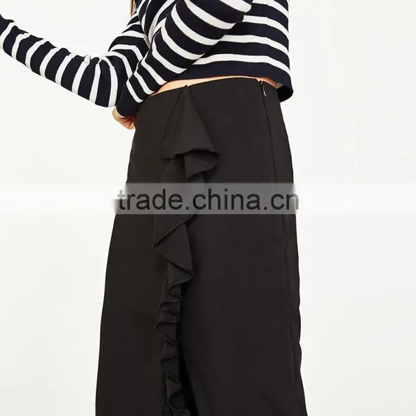 2017 Hot Sale Young Lady Maxi Pencil Skirts With Ruffles photo-3