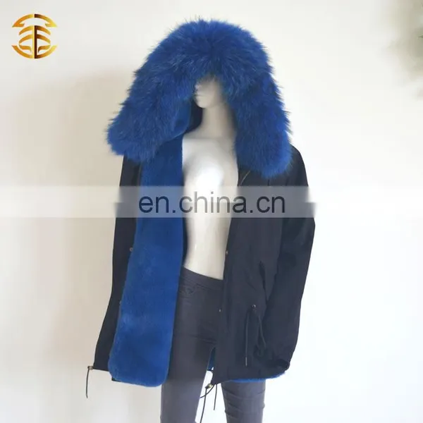 2017 Hot Selling Cheap Navy Womens Coat Faux Fur Parka