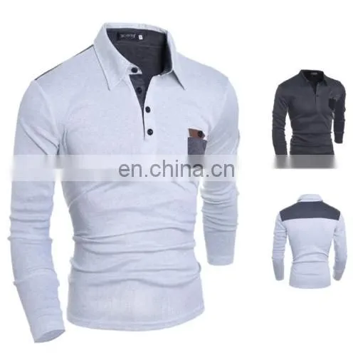 China Supplier 2016 New Men's Stylish Long Sleeve T-shirts Slim Fit Casual Polo T-shirts Tops photo-3