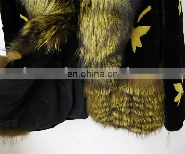 High Quality Women Real Black Rex Rabbit Fur Coat photo-4