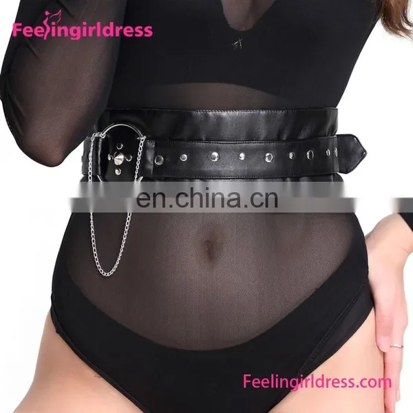 Black Studded O Ring Adjustable Magnetic Buckle Corset Belt