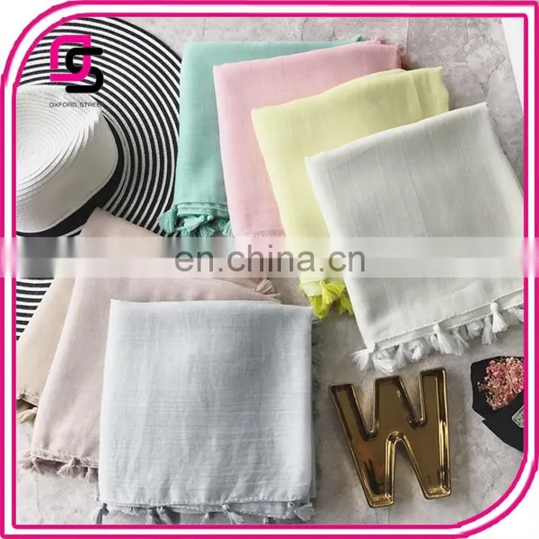 New Spring Spring Summer Female Dusty Color Scarf Beach Towel Tourism 100% Viscose Scarf With Tassel