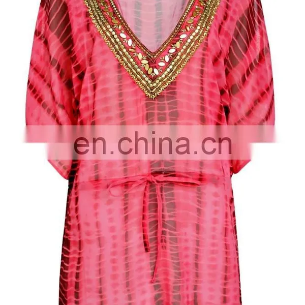 BEADED FRONT TIE DYE KAFTAN Embellished Tie Print Kaftan For Women Summer Wear photo-2