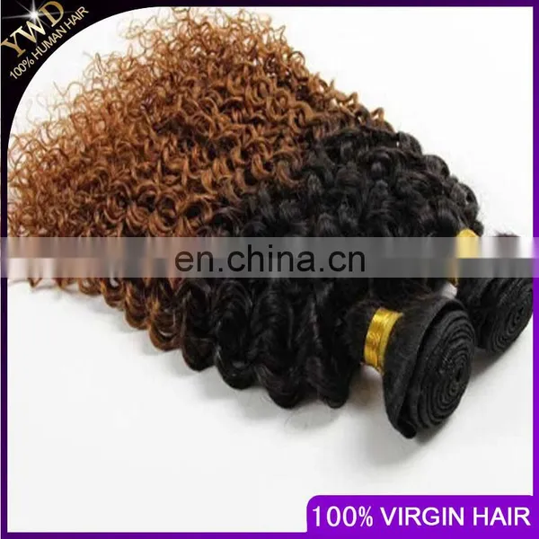 Ombre Hair Extensions Brazilian Virgin Hair Deep Curly 3Pcs Brazilian Ombre Curly T1B/30 Hair Extension Dropship 10-26INCH photo-3