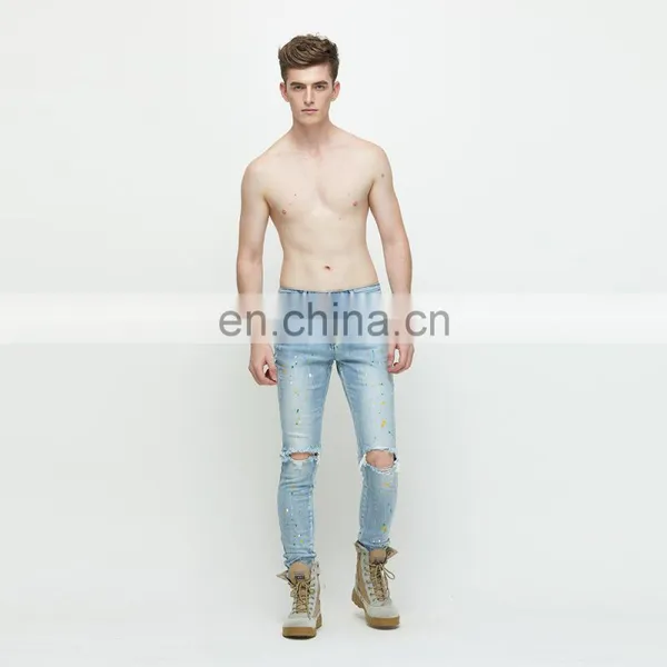 DiZNEW Printed Denim Jeans Manufacturers Wholesale Men Stretch Destroyed Jeans photo-7