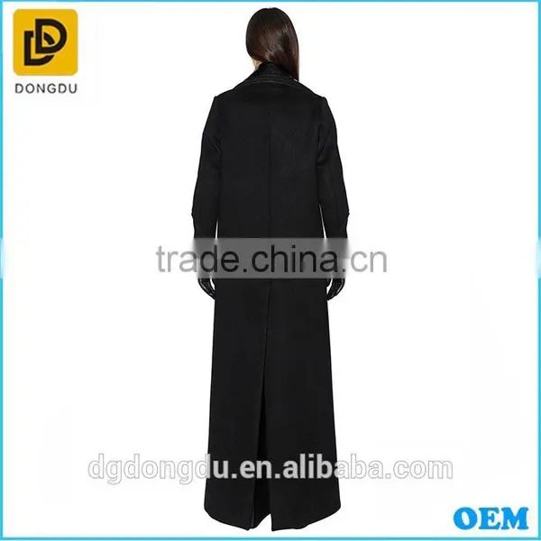 Black Double Breasted Maxi Ladies Wool Long Winter Wool Coats photo-2