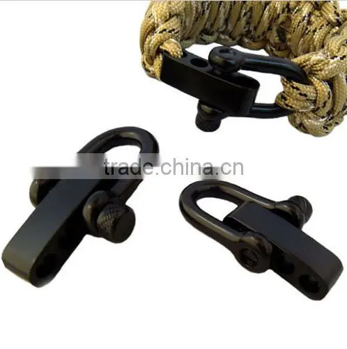 10 Pcs / Lot Black U Flat Adjustable SHACKLE Buckle for 550 Paracord Bracelet photo-3