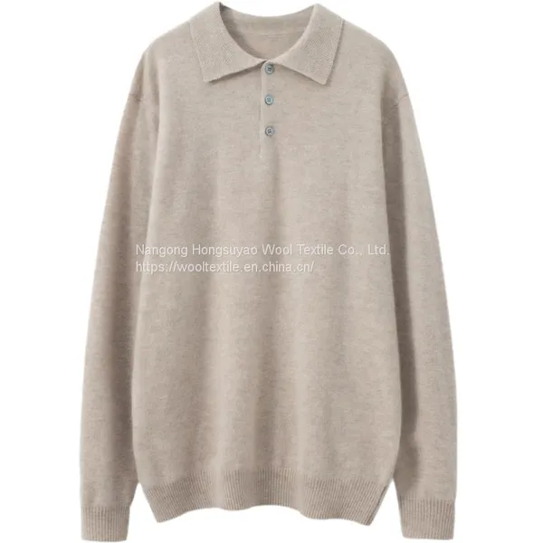 Men′s Polo Collar 100% Pure Cashmere Design Knitted Sweater Casual Shirt photo-4