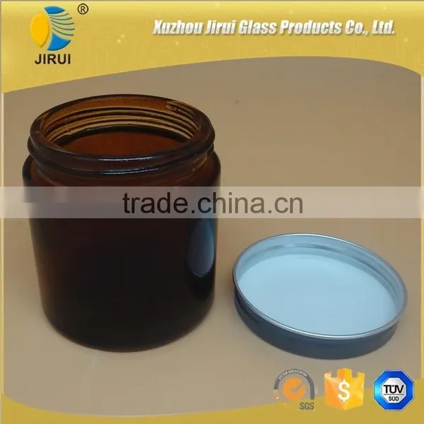 Amber Glass Cosmetic Cream Jar With Lid photo-3