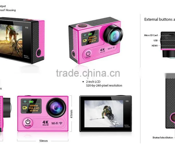 4K Waterpoof Action Camera With 2INCH LCD Screen and 0.95INCH Front Status Screen, 360 Degree Panorama Action Camera With WiFi photo-2