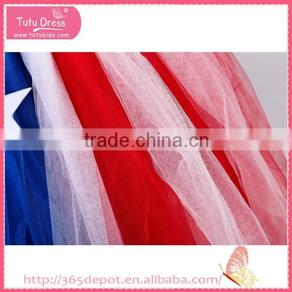 Ruffle Navy Blue Star Decoration Fluffy Voile Girl's Dress Children Frocks Designs photo-6