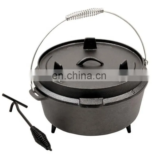 China Cast Iron Camping Pot With Black Surface and Handle photo-2