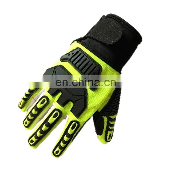 Hi-Vis Cotton Chore Palm TPR Knuckle Resistant Protection Drilling Gas Work Oilfield Impact Gloves photo-4
