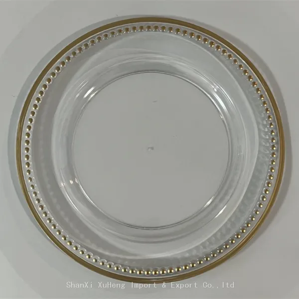 China Wholesale Gold Beaded Rim Clear Charger Plates Plastic Luxury Wedding Dinner Dishes photo-5