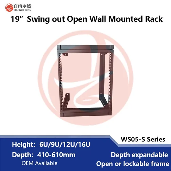 Factory Manufacturing 2post Wall Mount Open Frame Swing Out Network Racks 19