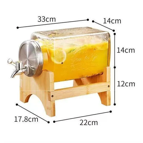 Large - Capacity Glass Beverage Dispensers W/Stainless Spigots. Airtight Lids. Wooden Stand. Ideal for Parties & Daily Drinks! photo-5