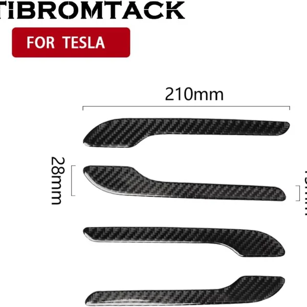 TIBROMTACK Carbon Fibre Door Handle Cover Protective Stickers for Tesla Model Y2020 Model 3 photo-3