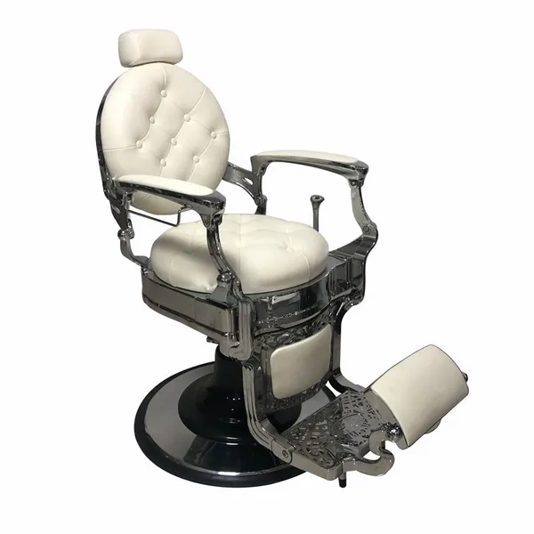 Beauty Hair Salon White Barber Chair Modern Tufted Button Design Hairdresser Chair photo-5