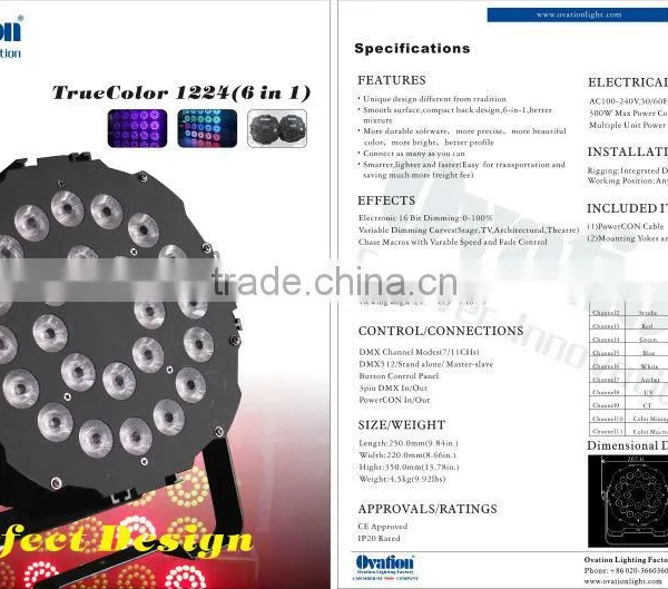 DMX Effect Auto Control System Stage LED Par Light 24x12W 6in1 RGBWA UV Slim LED Flat Par Light Stage Lighting photo-2