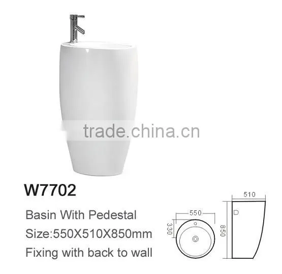 Modern Furniture Standing Integrate Pillar One Piece Pedestal Basin photo-2