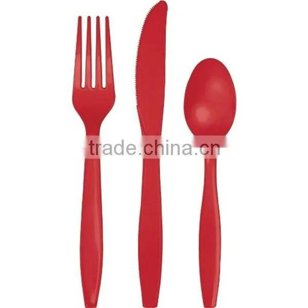 Red Paper Supply Pack Bundle Includes Paper Plates Napkins Cups & Silverware for 8 Guests photo-5