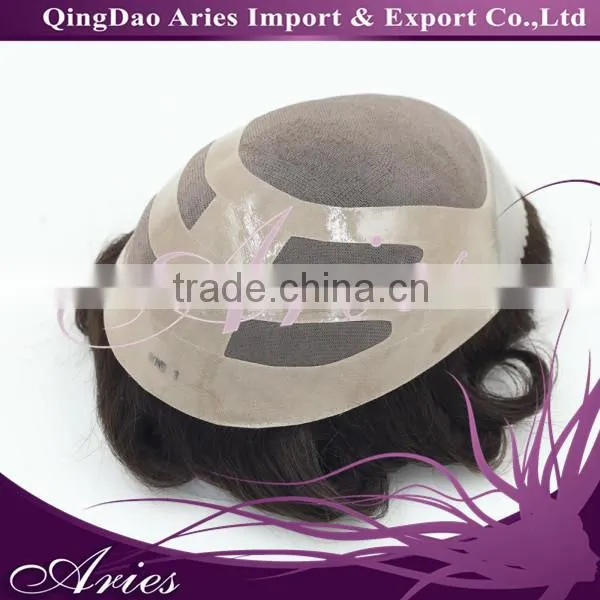 Virgin Indian Hair Closure Mono Lace PU Welded Men's Hairpiece Toupee for Men Male Wigs Natural Hair Replacement photo-5