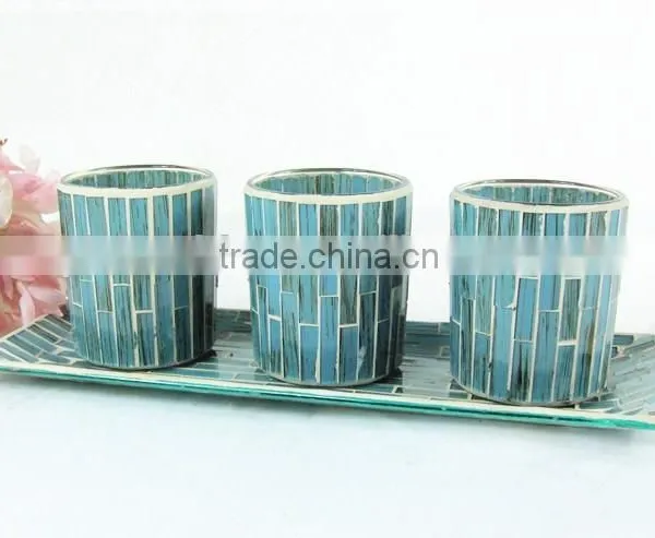 Glass Mosaic Hurricane Candle Holders