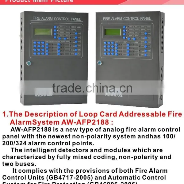2 Wire 100 Addresses Addressable Fire Alarm Control Panel Connect Addressable Parts photo-2