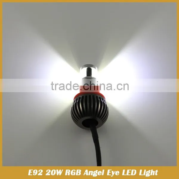 E92 H8 RGB Multi-Color 20W LED Angel Eyes Halo Ring Light Bulbs photo-4